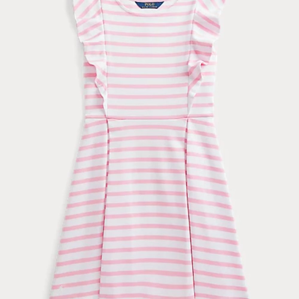 NWOT Ralph Lauren Girl's Striped Ruffled Ponte Dress, size XL